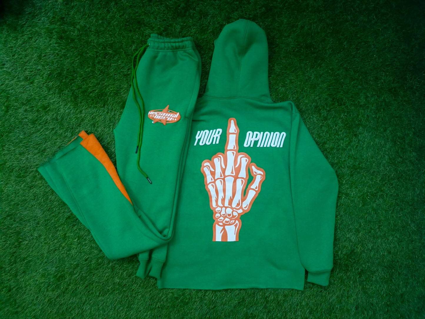 Green and Orange Personal Hero “🖕🏾 your opinion” Set