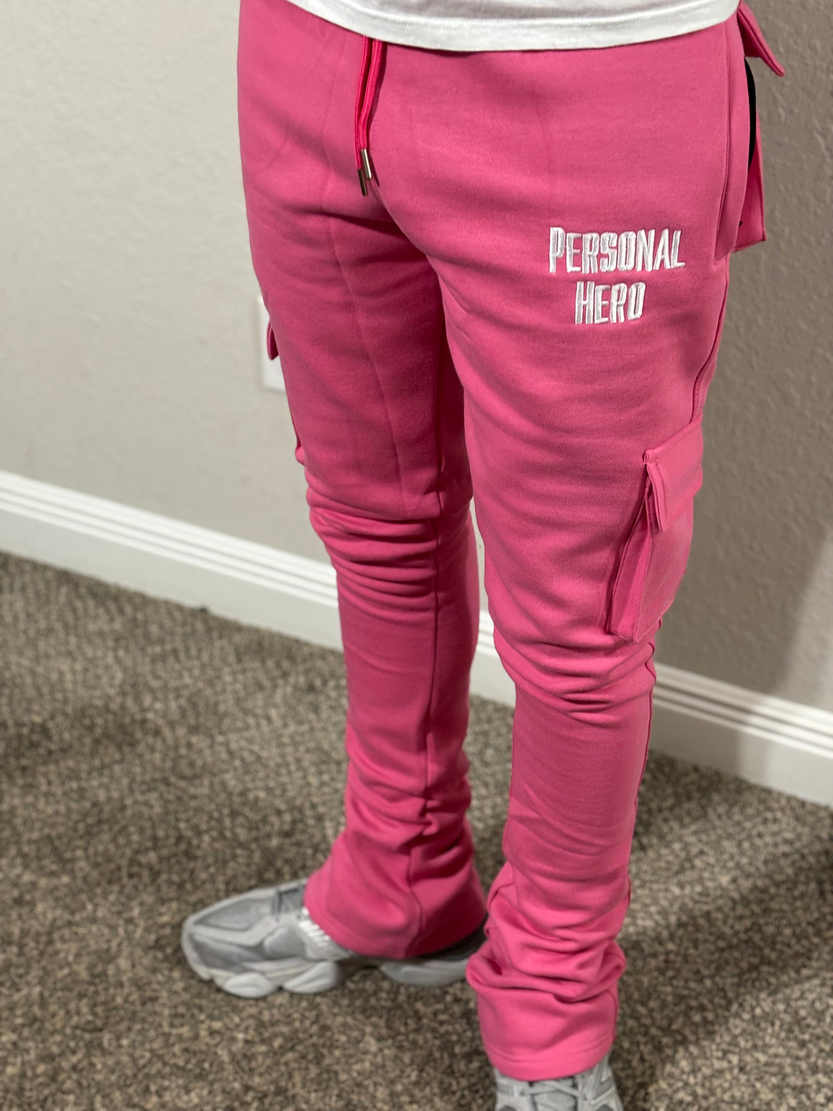 Pink small "Personal Hero" Stacked Pants