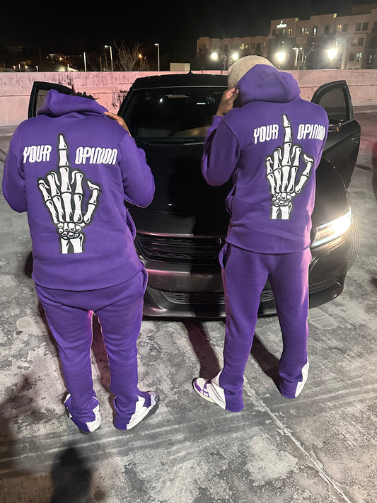 Purple "🖕🏾 Your Opinion" Cropped Hoodie