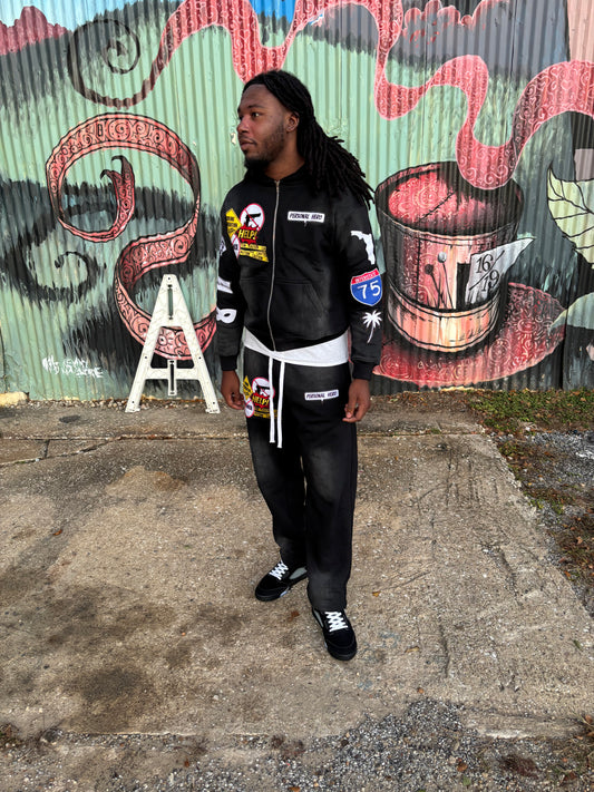 Black "Patchwork" Hero Jumpsuit